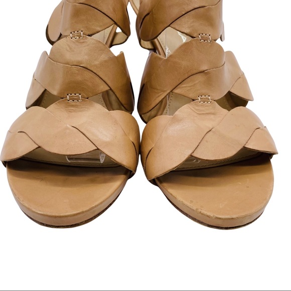 Via Spiga All Leather Peep Toe Block Heel Sandal Size 7 - Picture 14 of 15